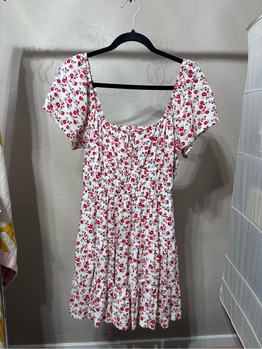 Hollister White Mini Skort Dress with Red Floral Print